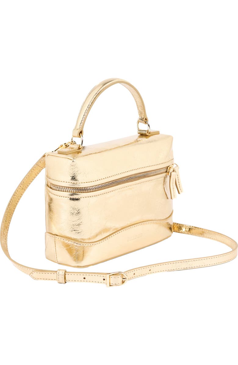 SANDRO Tangolino metallic leather bag, Alternate, color, Gold