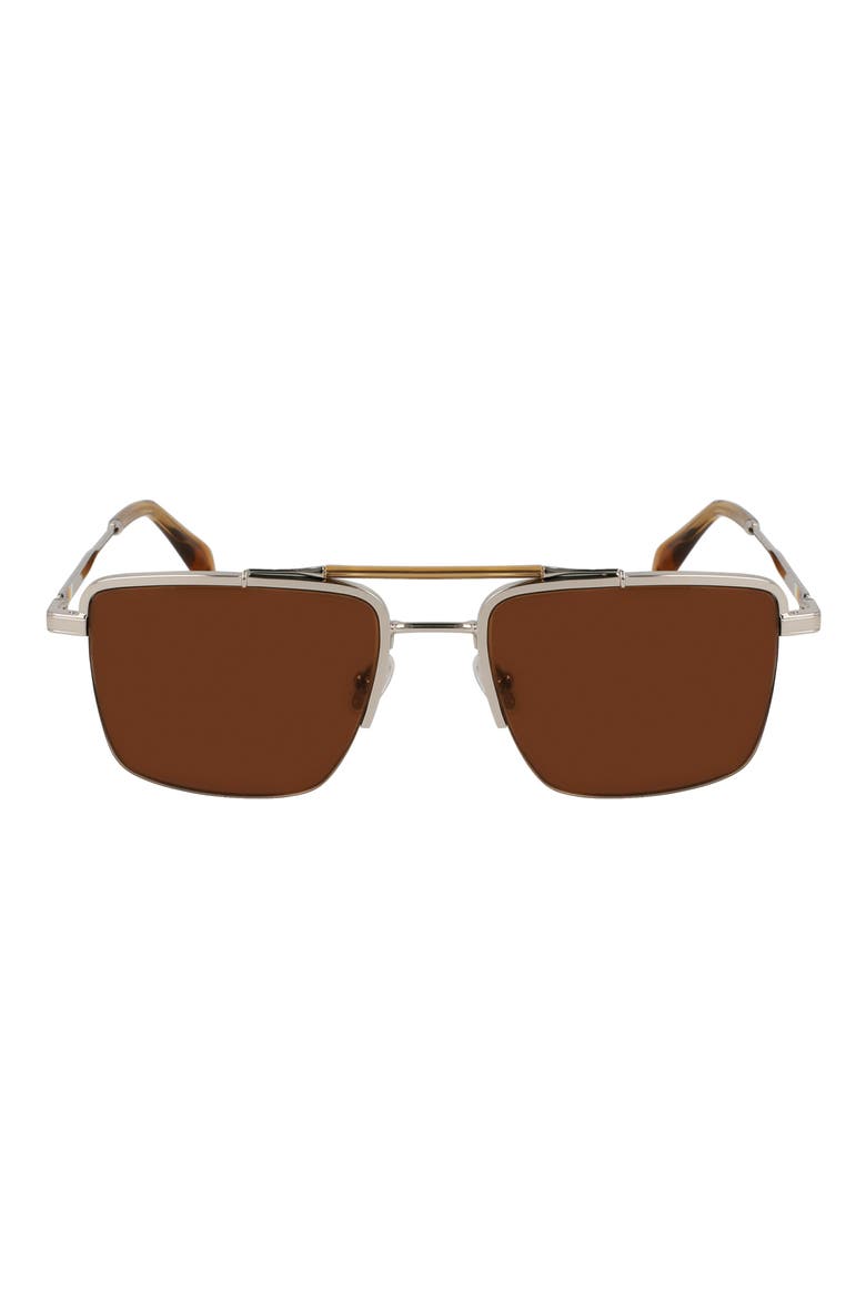 Landor 55mm Rectangular Sunglasses, Main, color, SILVER/ CARAMEL