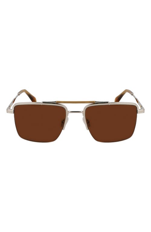 Paul Smith Landor 55mm Rectangular Sunglasses In Silver/caramel