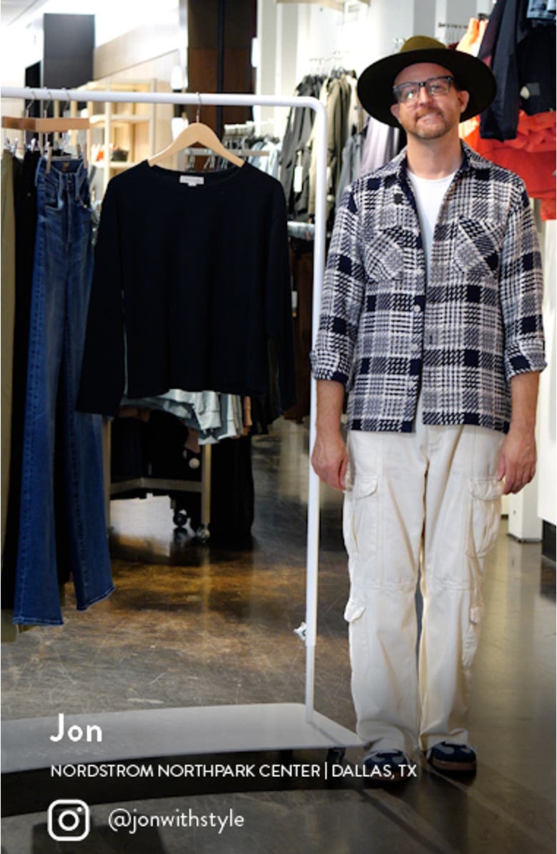 Shrunken Crop Boxy Thermal Crewneck Top, sales video thumbnail