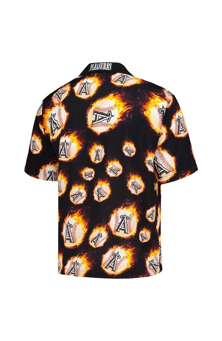 PLEASURES Men's PLEASURES Black Los Angeles Angels Flame Fireball Button-Up Shirt, Alternate, color, Black