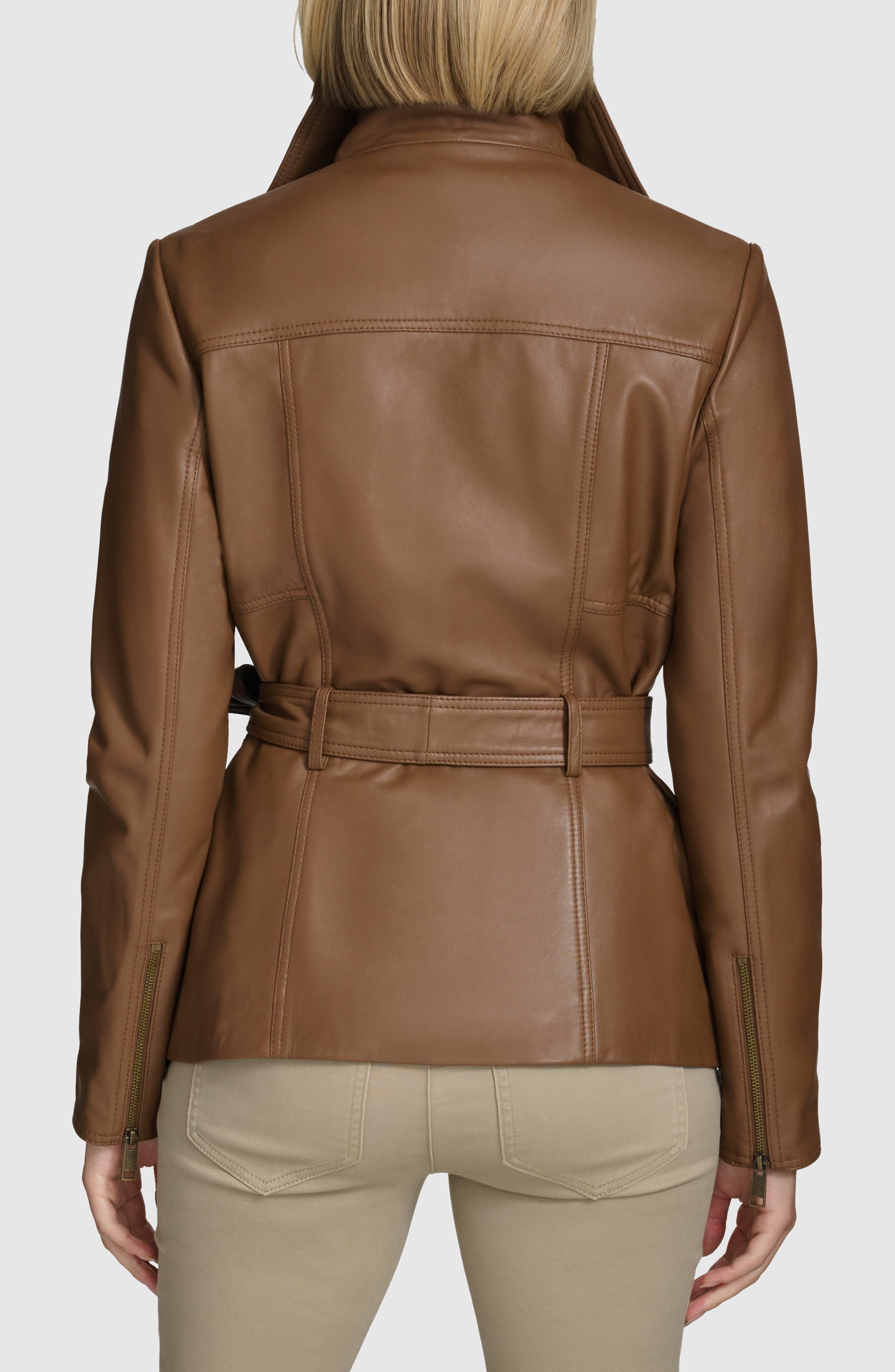 Tatum Belted Leather Jacket - image 2