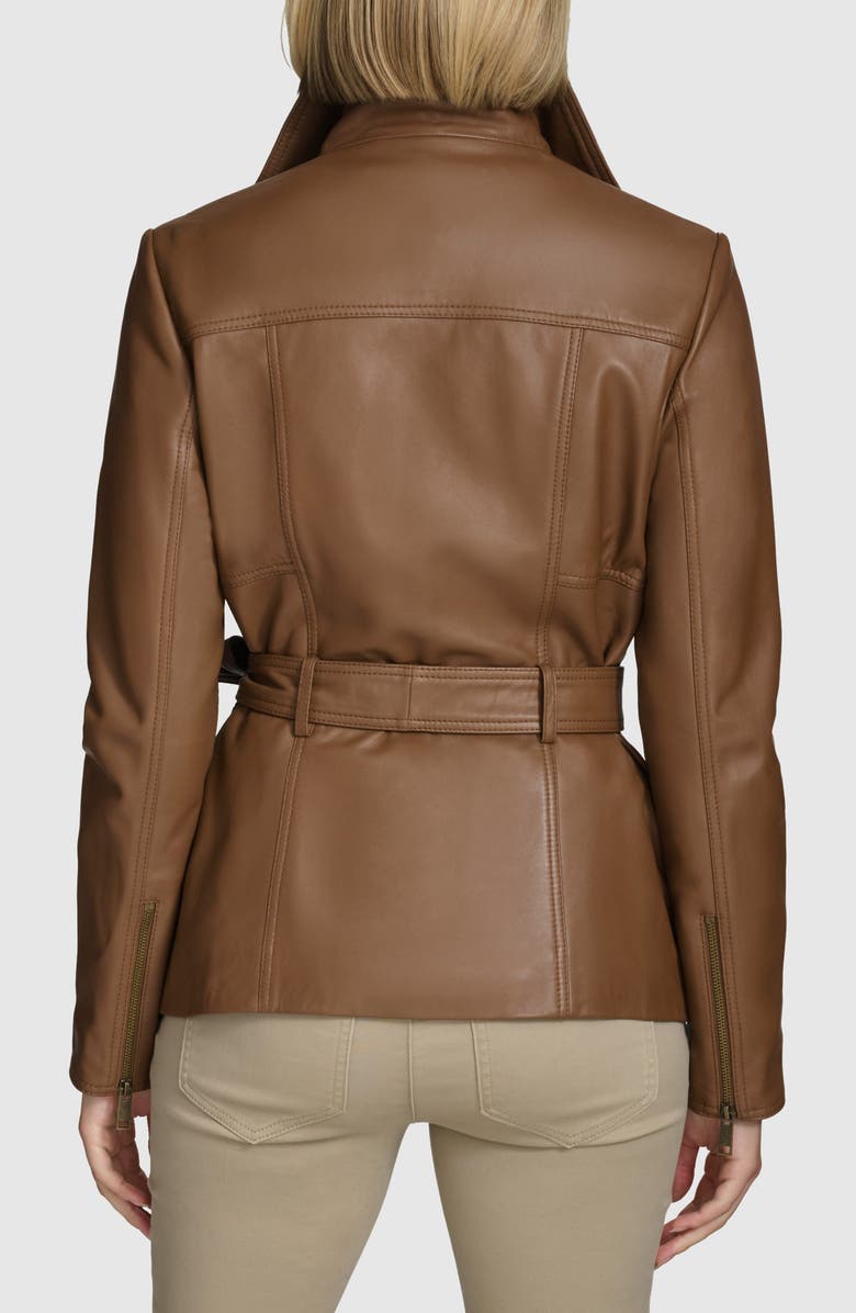 Andrew Marc Tatum Belted Leather Jacket, Alternate, color, Cognac