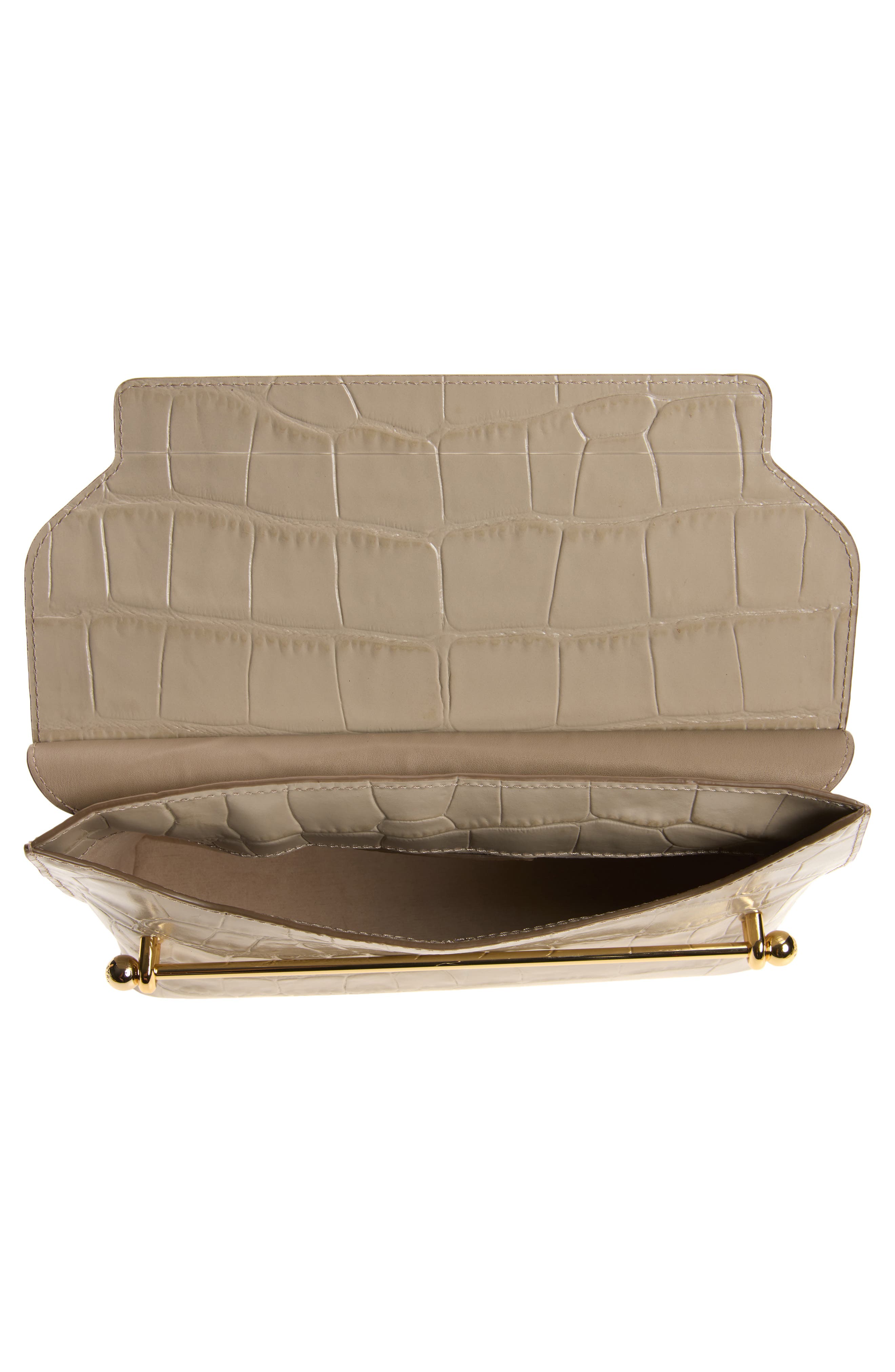 Large Stylist Croc Embossed Clutch, Alternate, color, LIGHT TAUPE