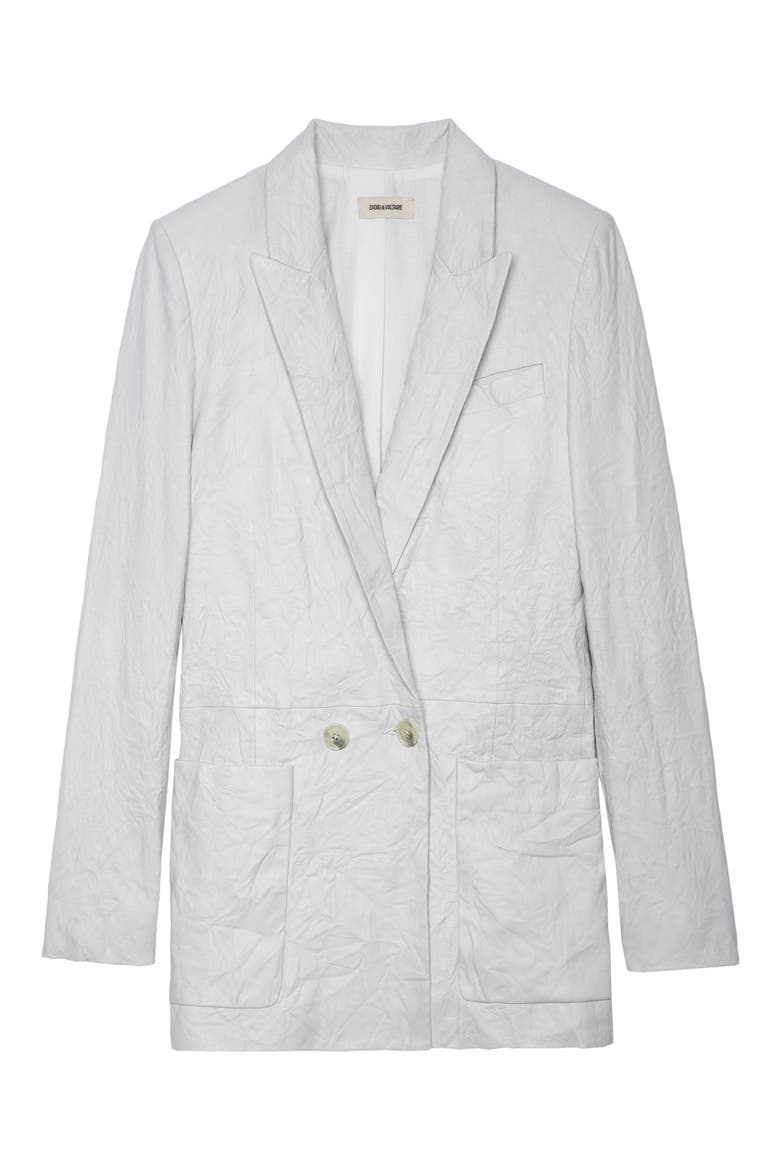 Visko Crushed Leather Double Breasted Jacket, Alternate, color, JUDO