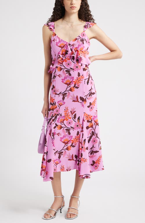 Chelsea28 Floral Print Ruffle Midi Dress In Pink
