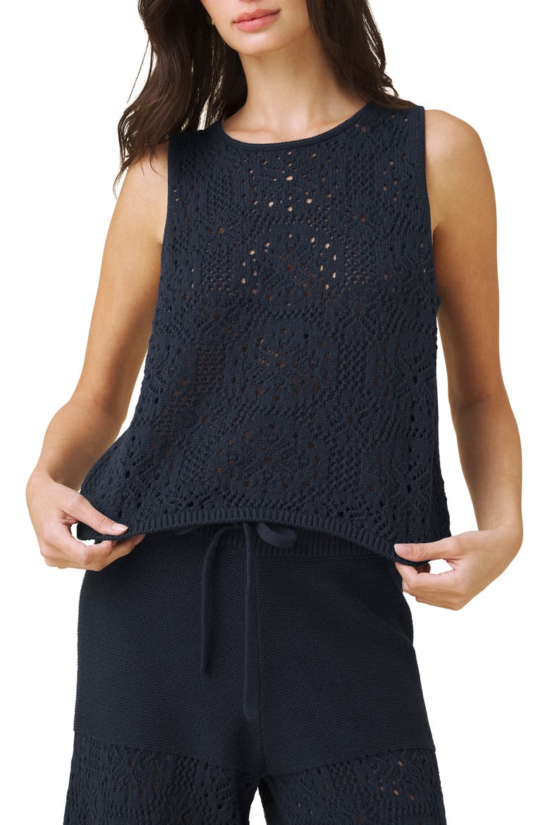 Open Stitch Sleeveless Top, Main, color, NAVY BLUE
