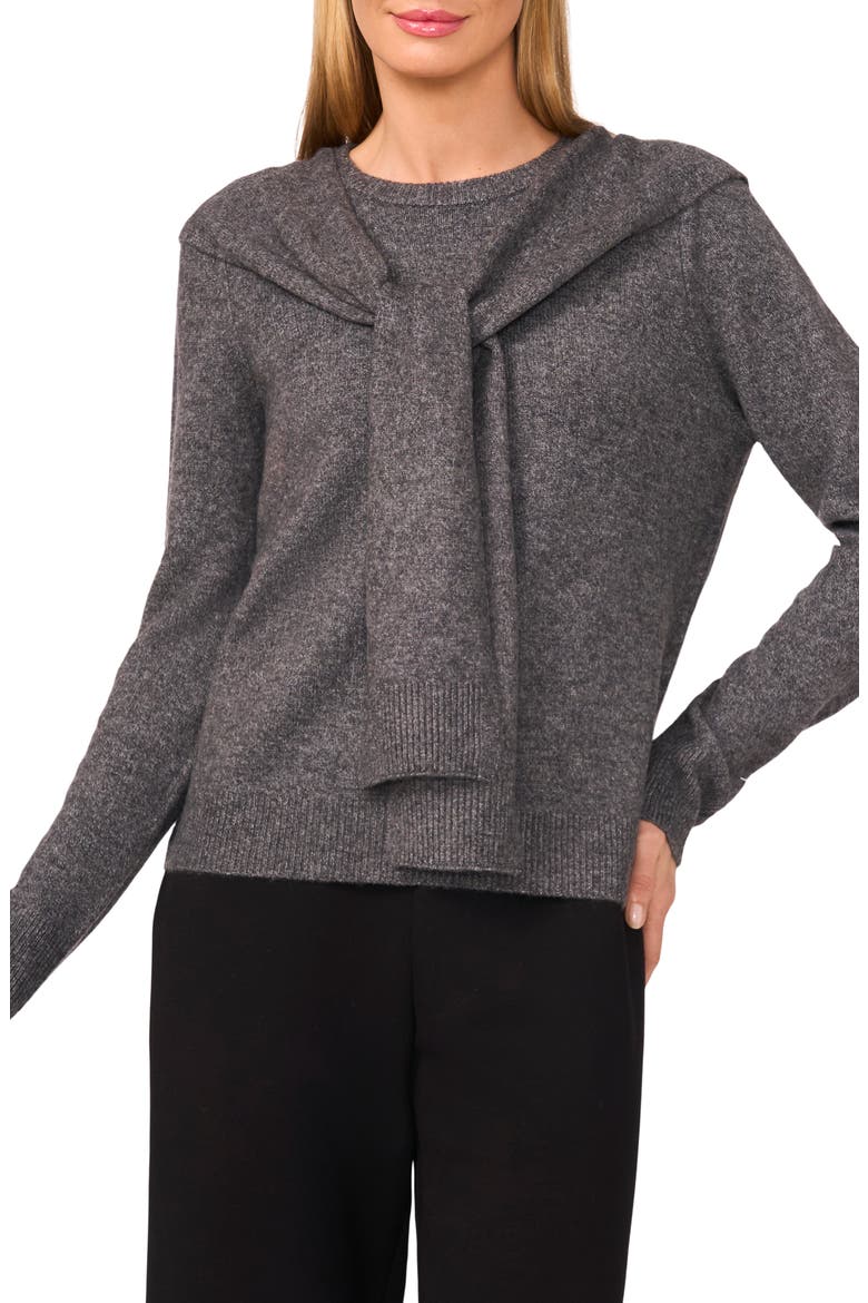 Shoulder Wrap Detail Sweater, Main, color, MEDIUM HEATHER GREY