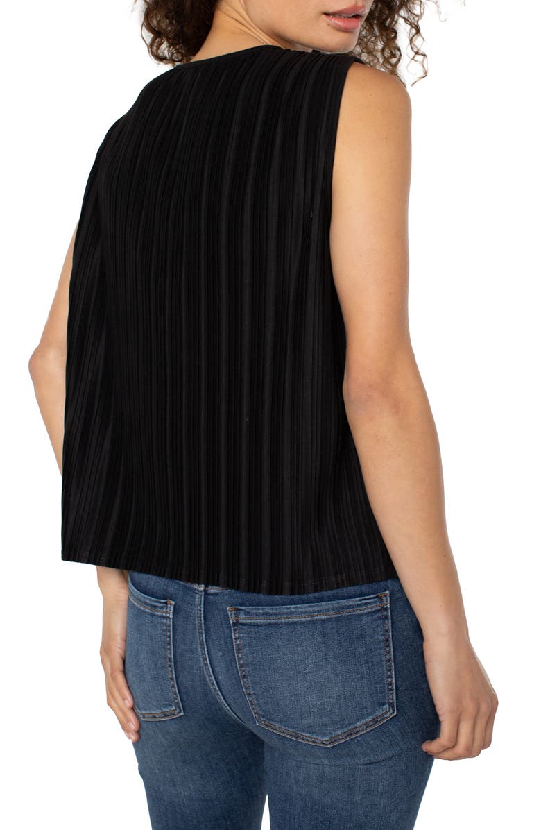 Liverpool Los Angeles Plissé Boat Neck Tank, Alternate, color, Black