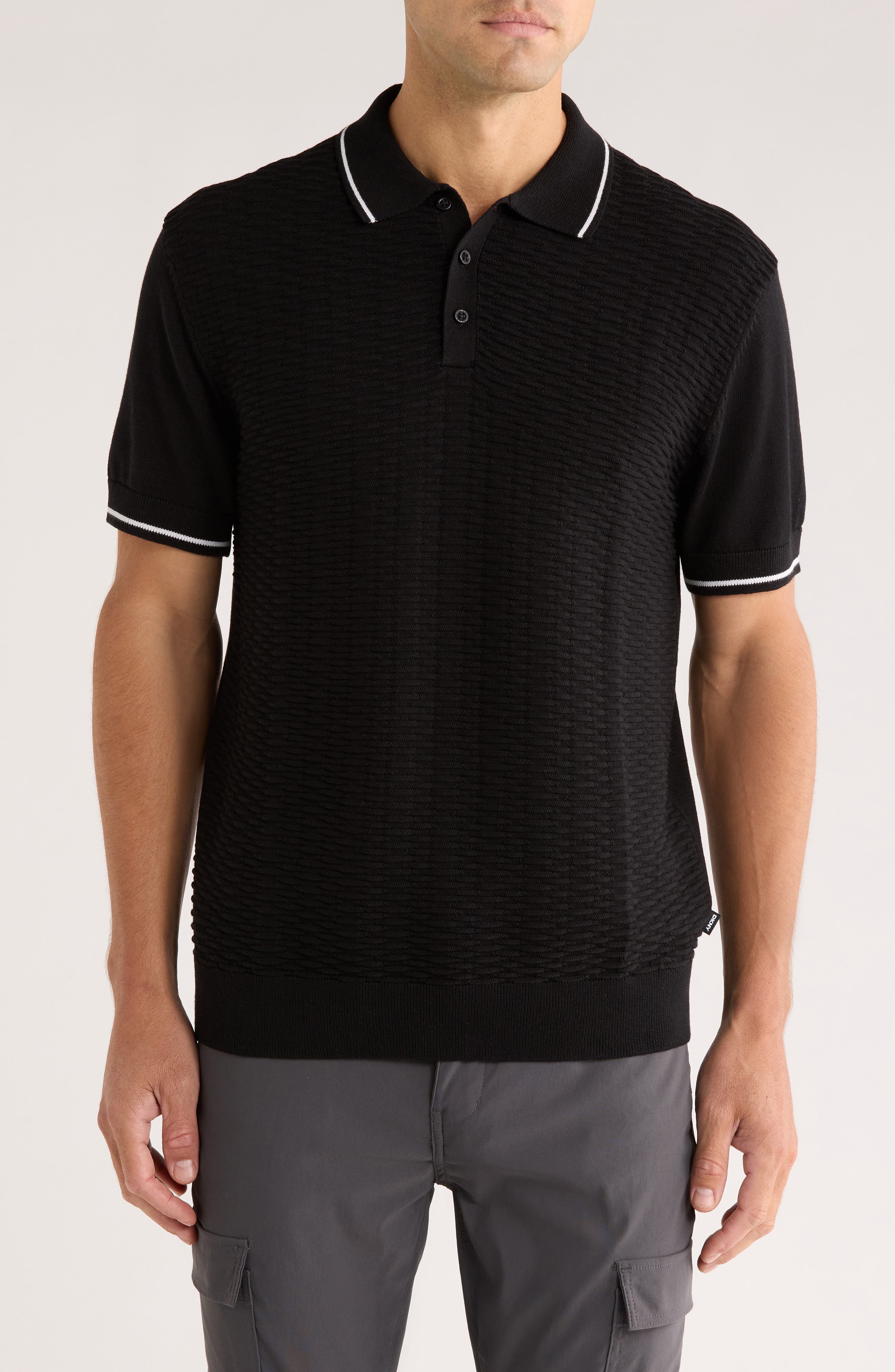 DKNY SPORTSWEAR Cobblestone Tipped Polo Sweater