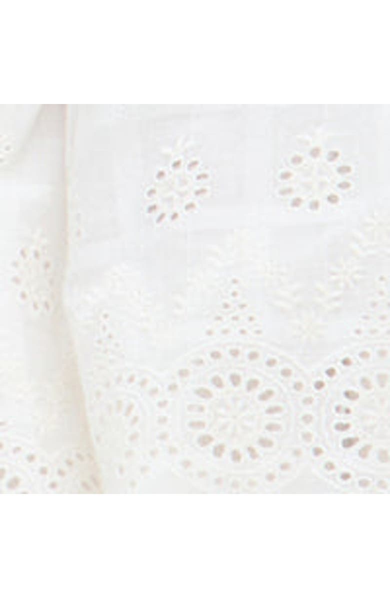 Raffya Kids Rufa Smocked Waist Windowpane Check Skirt, Alternate, color, White