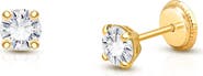 Tiny Blessings 14K Gold 4mm Genuine Diamond Stud Screw Back Earrings