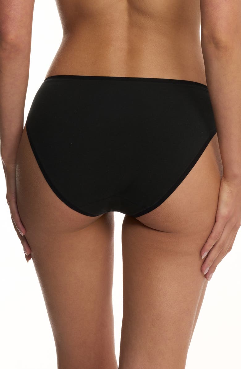 Natori Bliss Bare Cotton Bikini, Alternate, color, Black