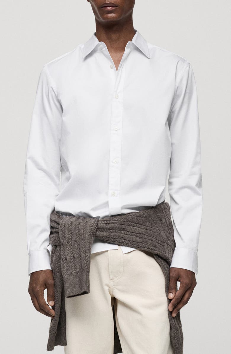 MANGO Regular Fit Cotton Button-Up Shirt, Main, color, 