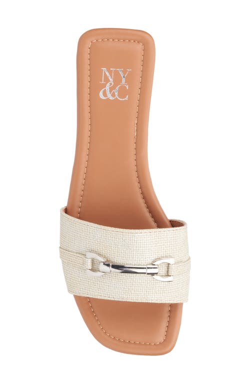New York And Company Naia Slide Sandal In Silver Linen