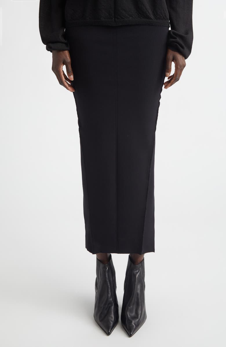 Rick Owens Pillar Compact Knit Maxi Skirt, Main, color, Black