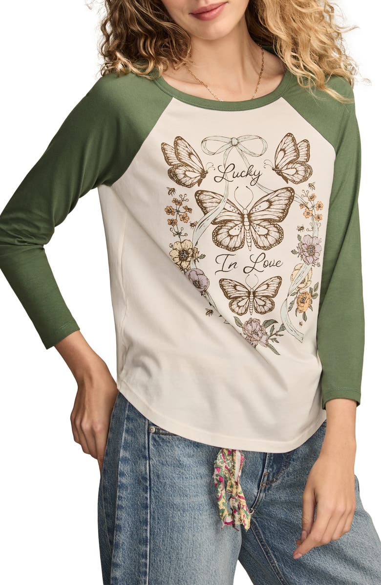 Lucky Brand Lucky In Love Raglan Sleeve Graphic T-Shirt, Main, color, 