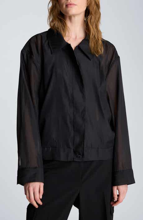 Sheer Sleeve Bomber Jacket