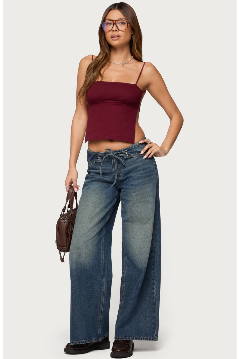 Niah Lace-Up Low Rise Baggy Jeans, Alternate, color, DARK-BLUE