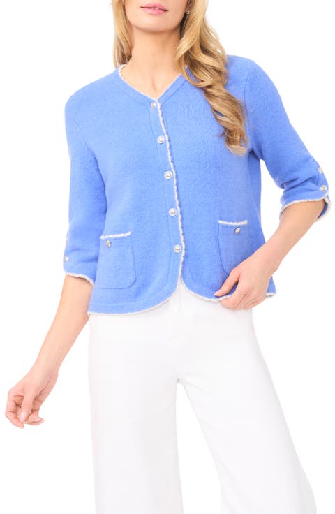 Contrast Scallop Trim Cardigan