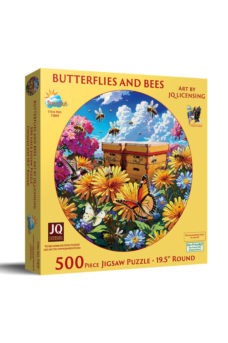 Butterflies and Bees 500 piece Jigsaw Puzzle for Adults Round, Main, color, Multicolor