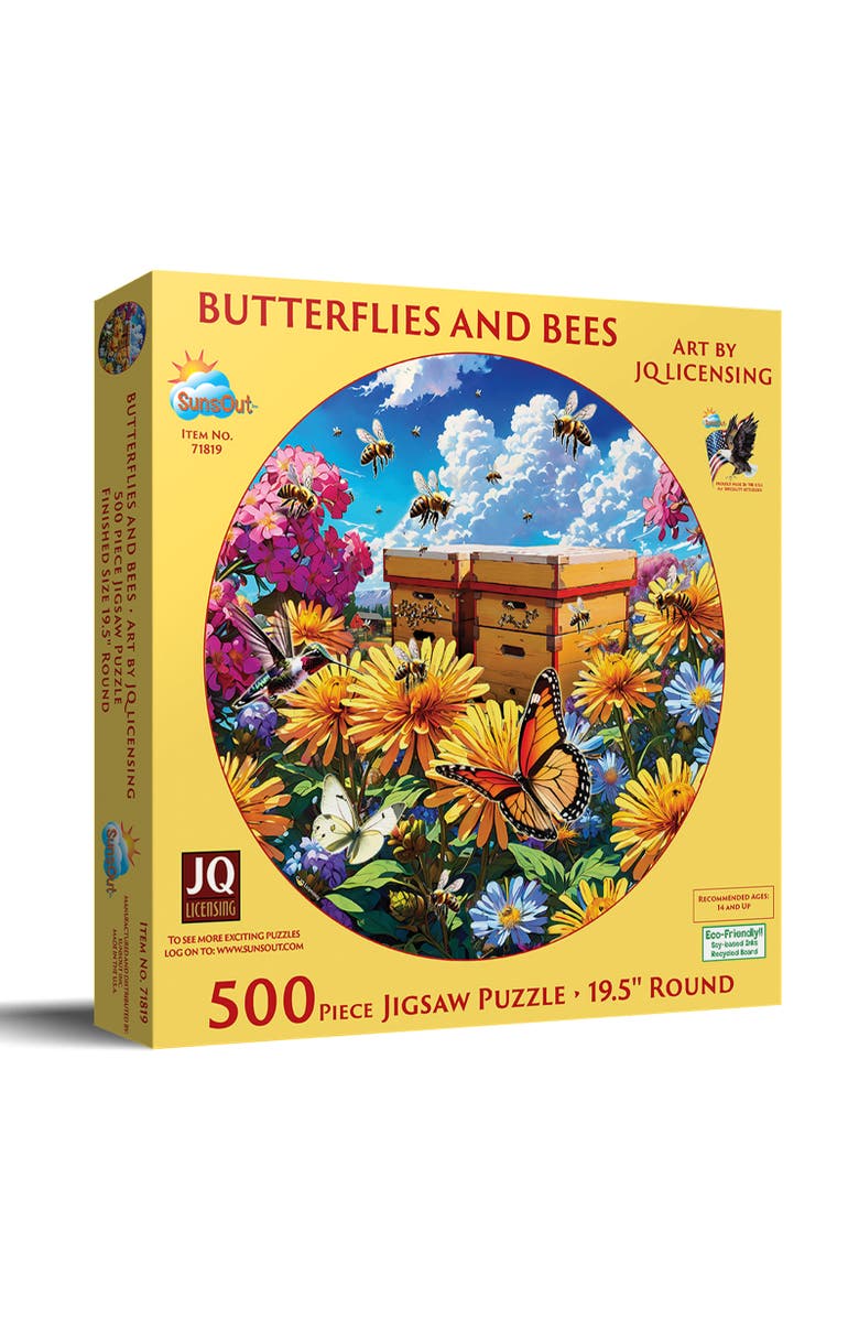 Sunsout Butterflies and Bees 500 piece Jigsaw Puzzle for Adults Round, Main, color, Multicolor
