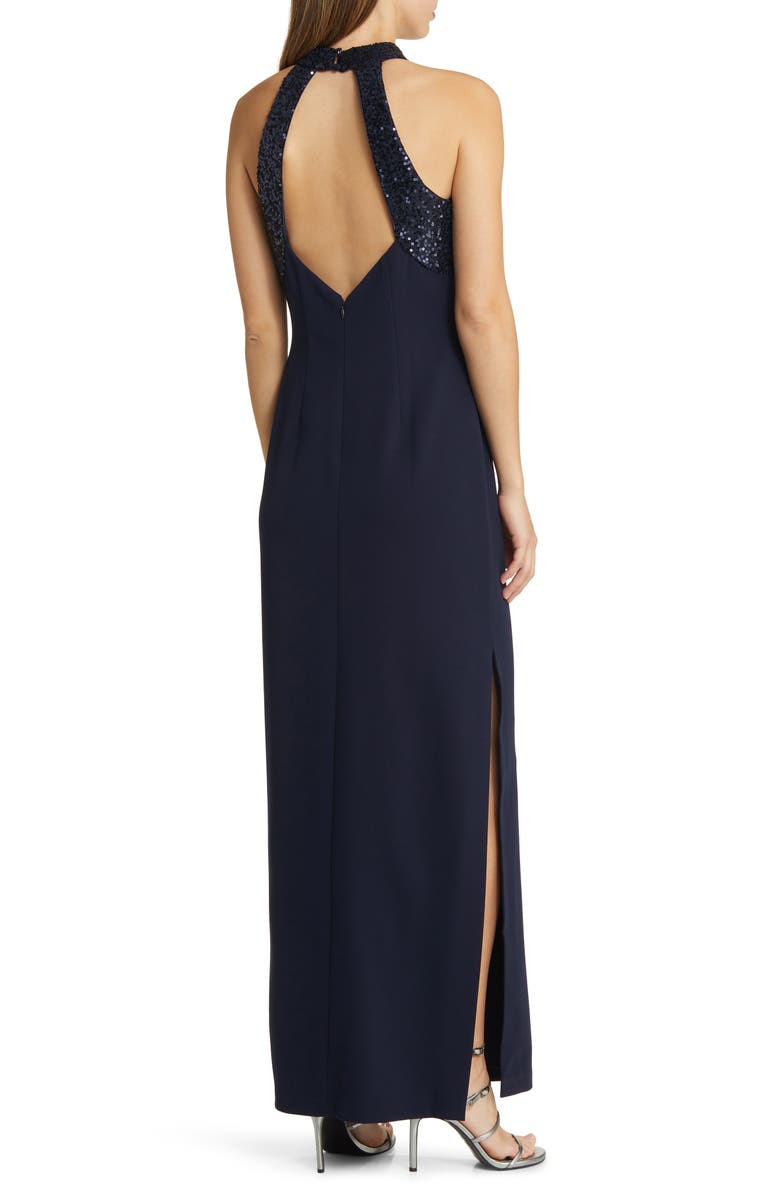 Vince Camuto Sequin Neck Column Gown, Alternate, color, 