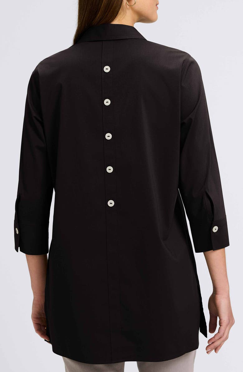 Foxcroft Pamela Stretch Button-Up Tunic, Alternate, color, Black