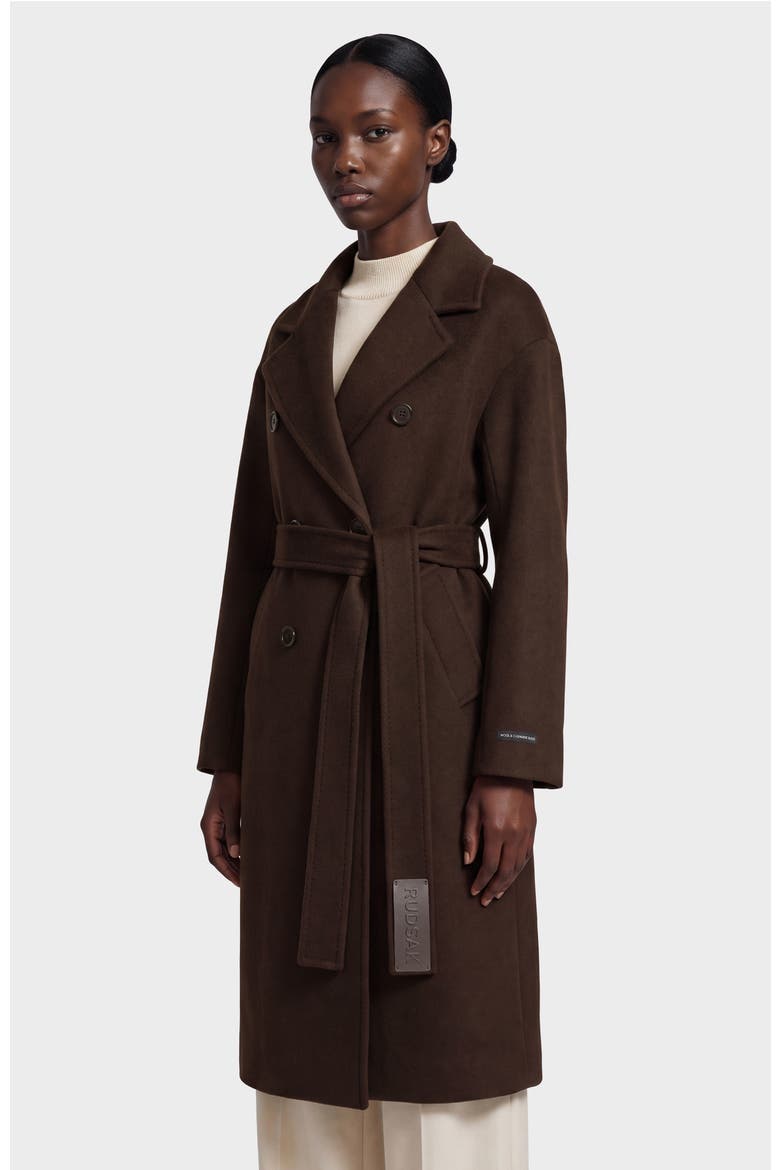 Kourt Wool Cashmere Blend Coat, Alternate, color, Espresso