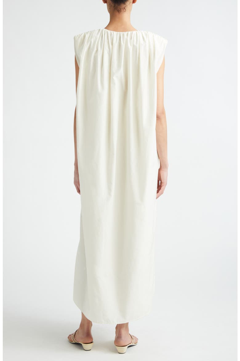 Cara Gathered Sleeveless Cotton & Silk Voile Shirtdress, Alternate, color, IVORY