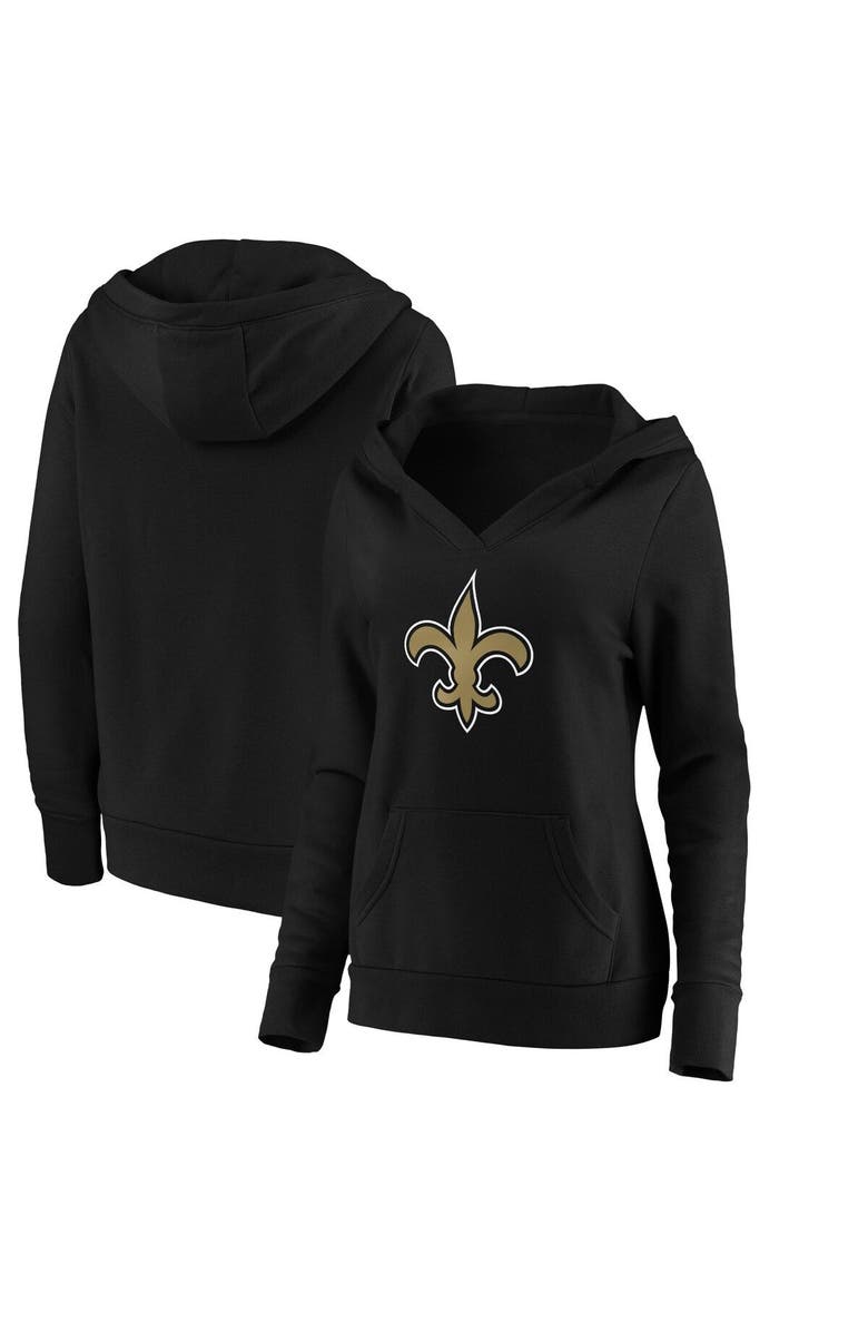 FANATICS Women's Fanatics Branded Black New Orleans Saints Primary Team Logo V-Neck Pullover Hoodie, Main, color, Black
