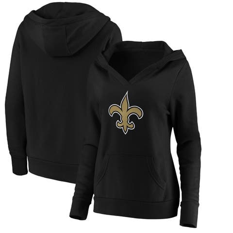 Women's Fanatics Branded Black New Orleans Saints Primary Team Logo V-Neck Pullover Hoodie
