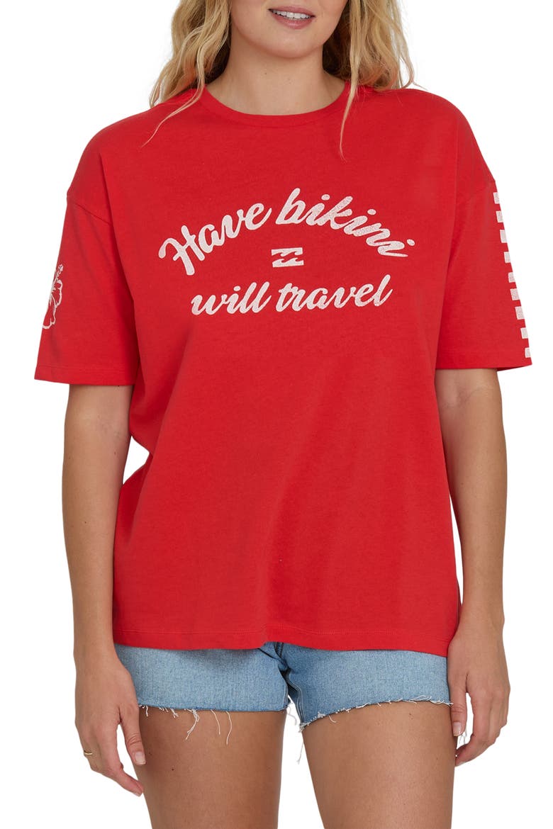 I Will Travel Graphic Cotton T-Shirt, Main, color, FIESTA RED