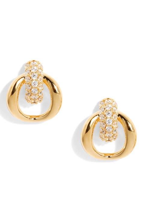 Pavé Cubic Zirconia Doorknocker Earrings