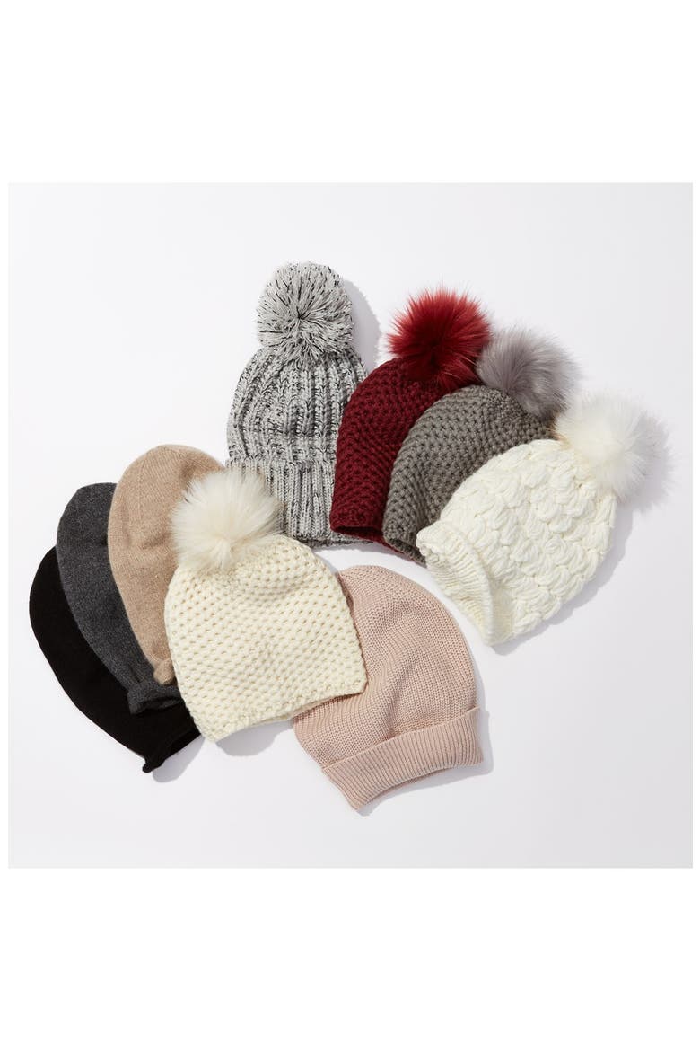 Slouchy Cashmere Beanie, Alternate, color, BLACK