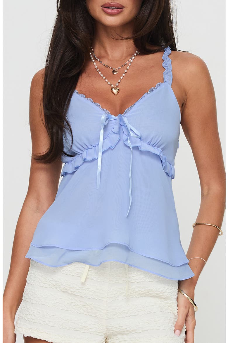 Taini Ruffle Chiffon Camisole, Main, color, BLUE