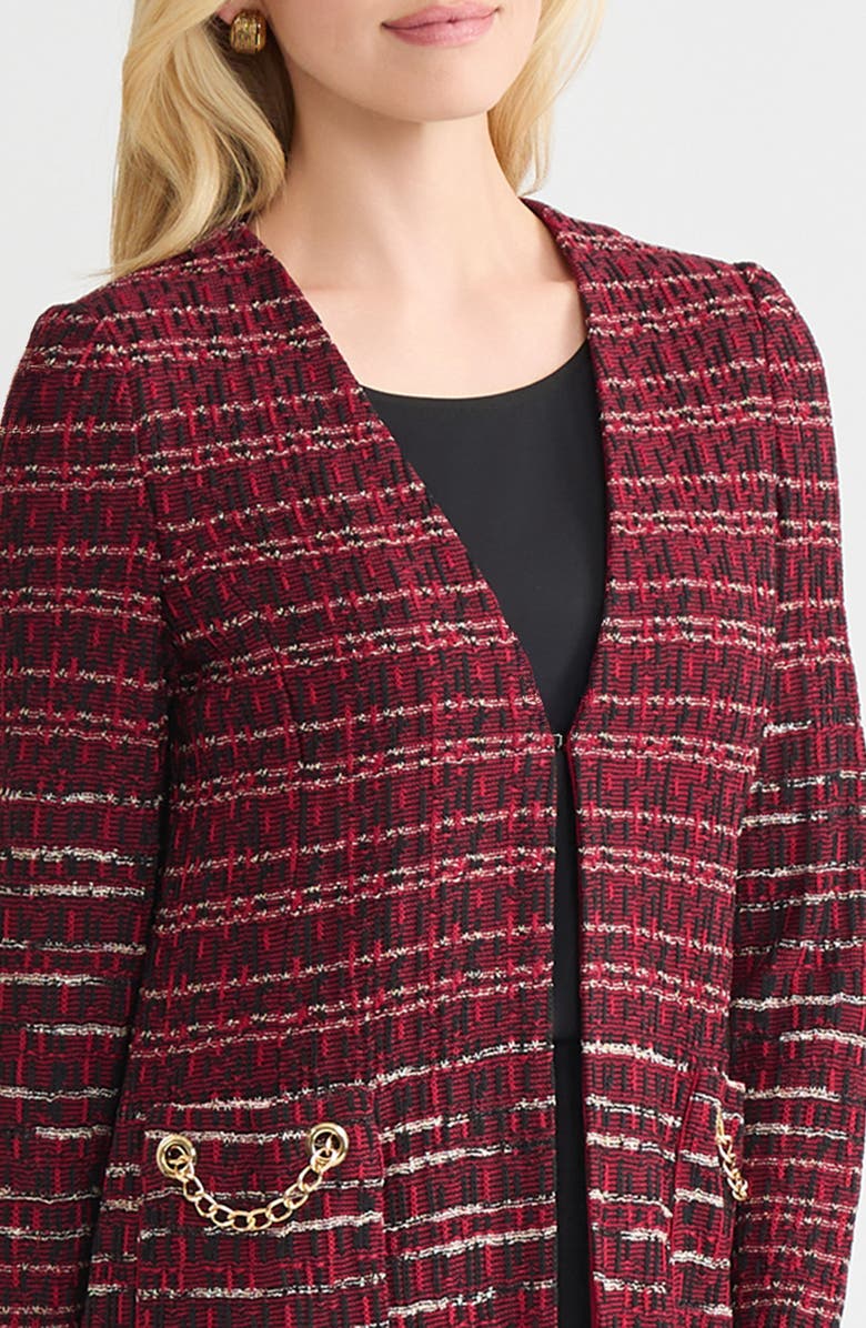 Misook Heritage Multi-Stitch Knit Jacket, Alternate, color, Scarlet Red/Sand