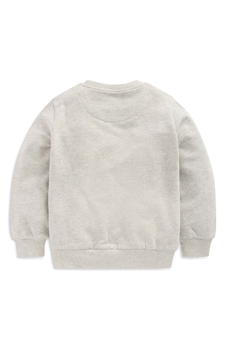 Mini Boden Kids' Badge Appliqué Sweatshirt, Alternate, color, Grey Marl Space