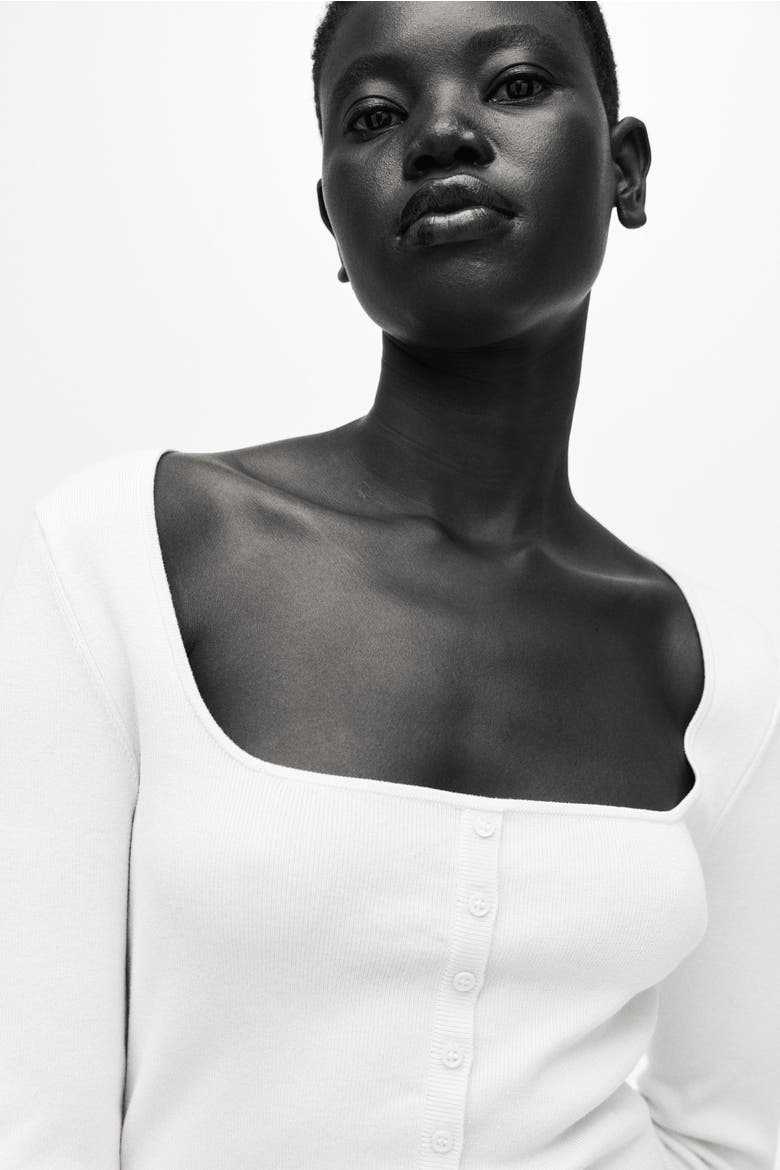 Square-neck Top, Alternate, color, Cream