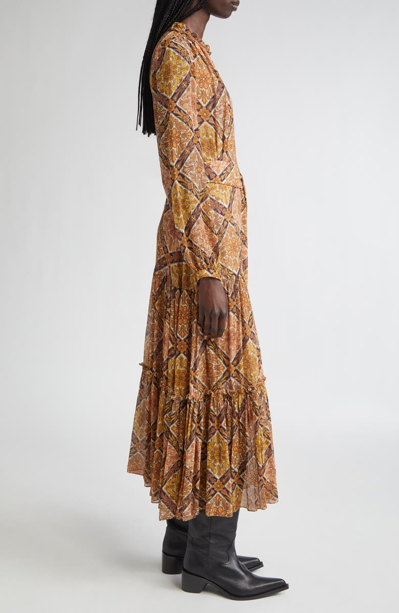 Etro Floral Print Long Sleeve Crepon Midi Dress, Alternate, color, Stampa F.do Bejge