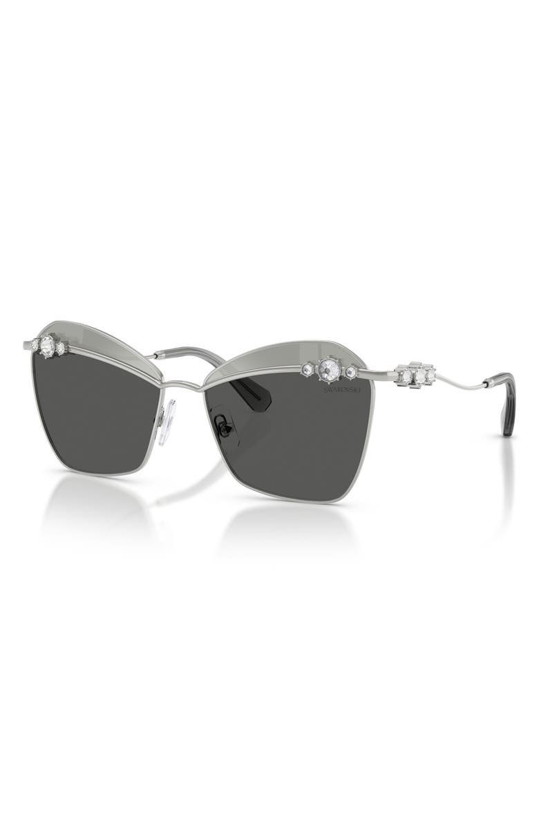 Swarovski 57mm Butterfly Sunglasses, Alternate, color, Silver / Grey Tampo Silver