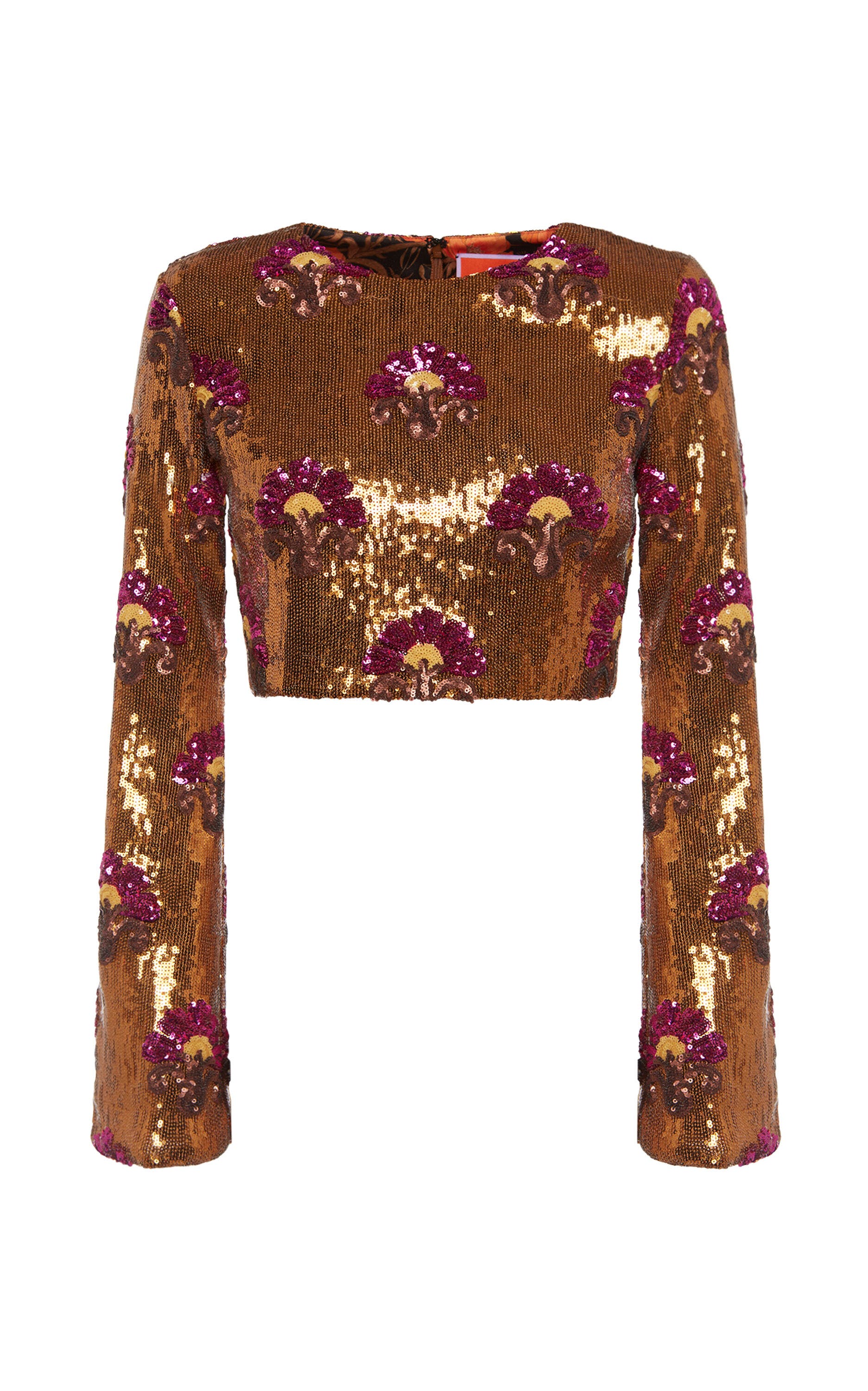 Holly Crop Top Textured Sequins Rust - image 2