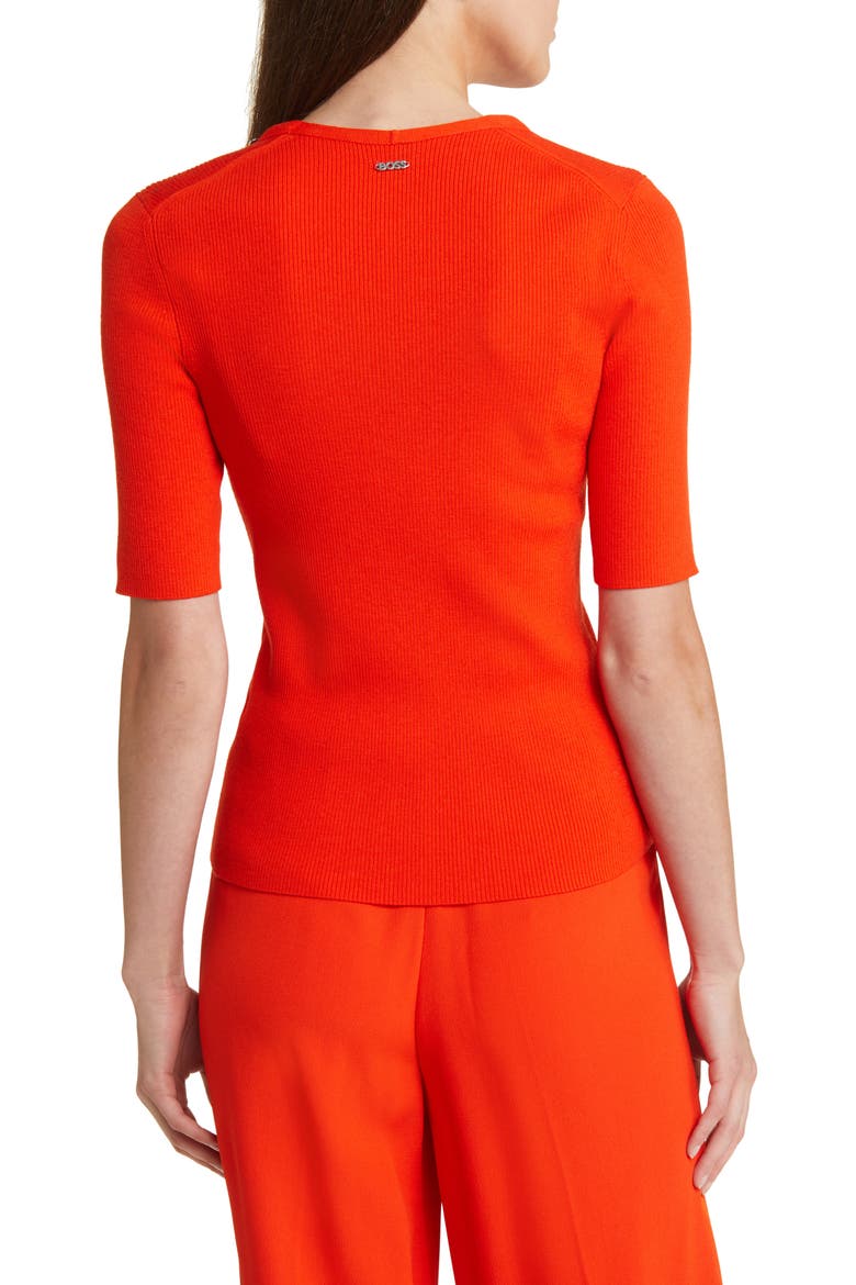 Famistosa Rib Button Accent Sweater, Alternate, color, ORANGE