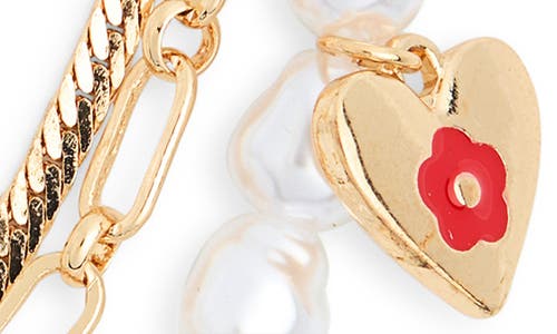 Bp. Faux Pearl Layered Charm Necklace In Gold