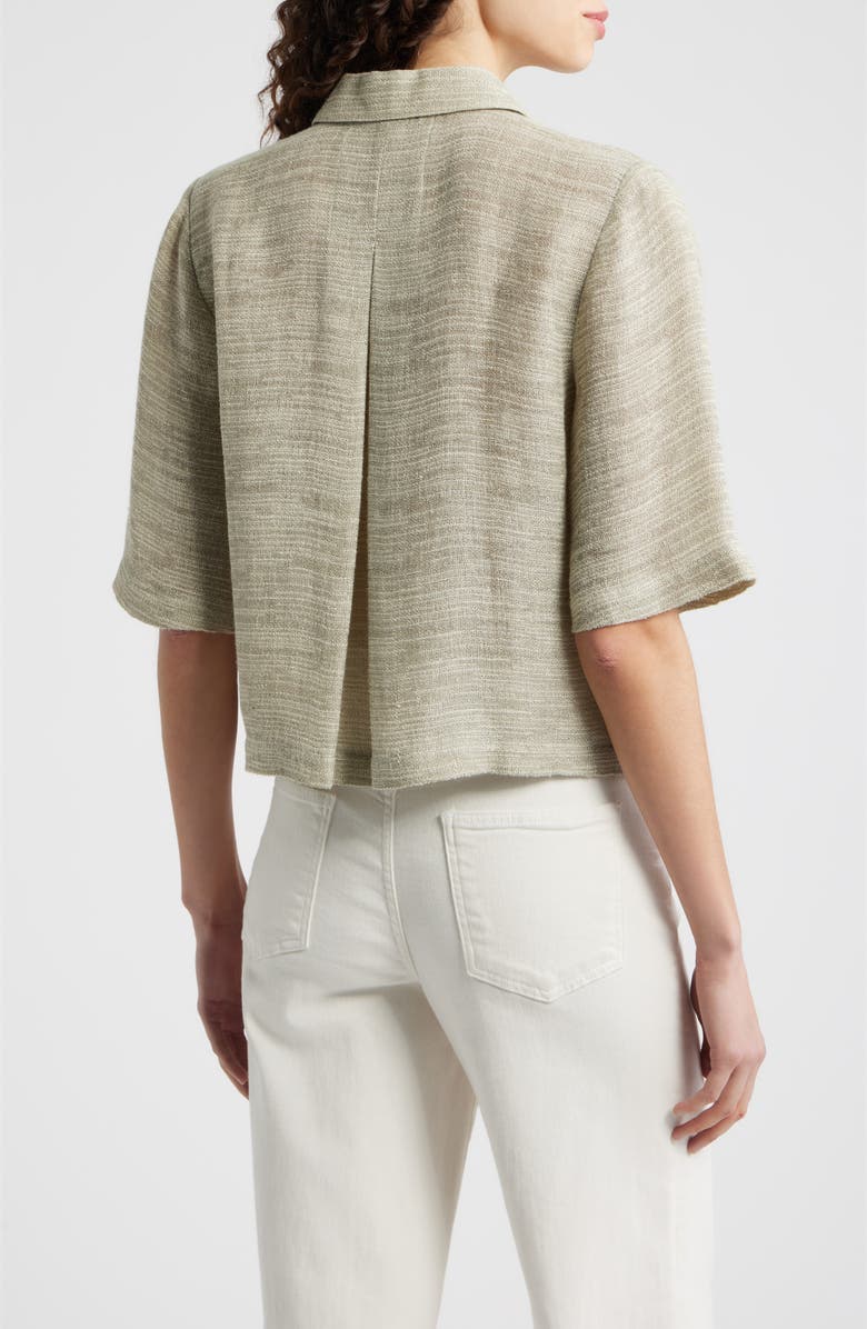 Eileen Fisher Short Sleeve Organic Linen Blend Button-Up Shirt, Alternate, color, Natural White
