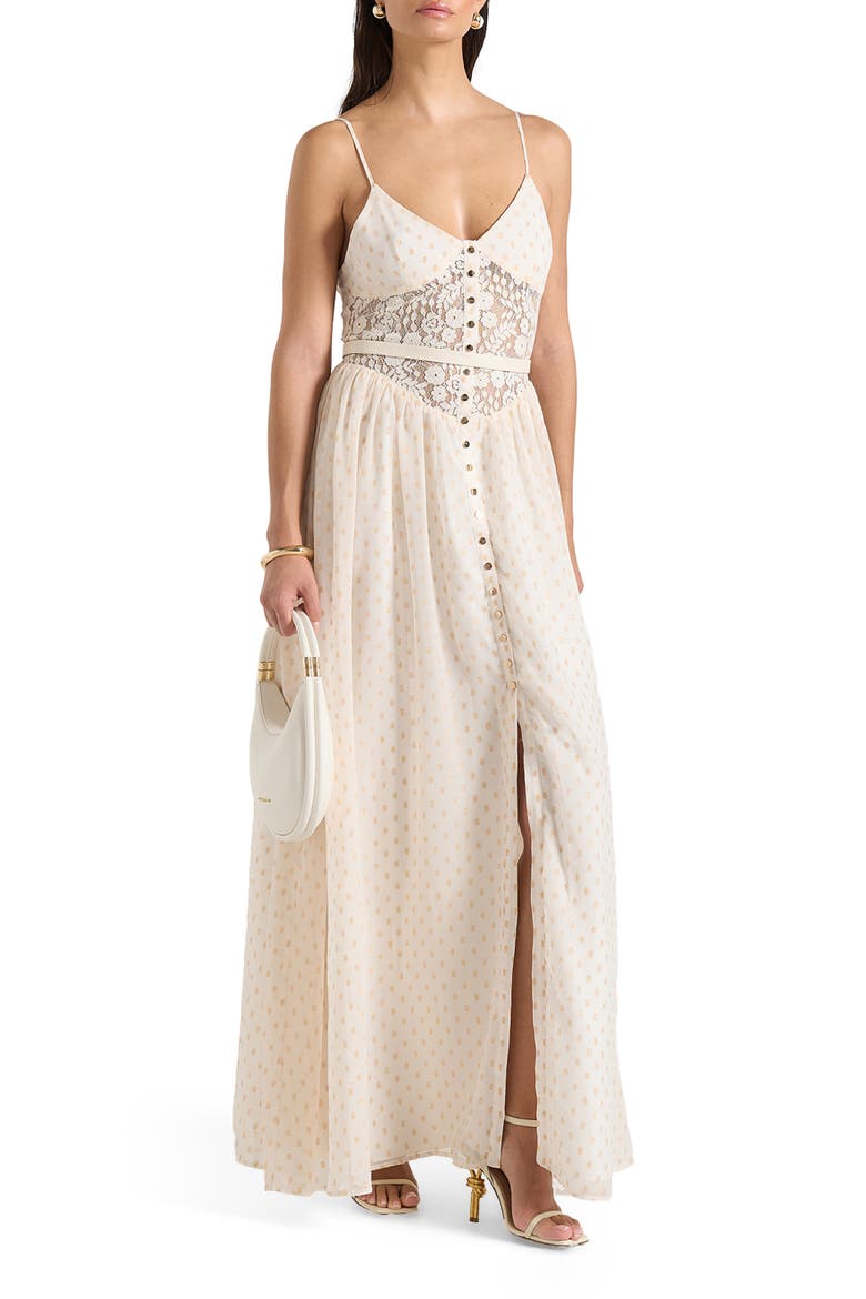 Rosie Lace Corset Maxi Dress, Main, color, Cream