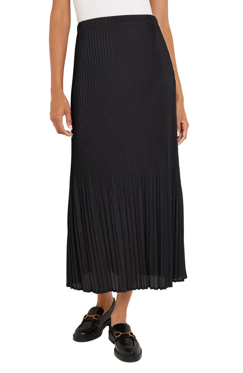 Misook Pleat Crêpe de Chine Skirt, Main, color, 