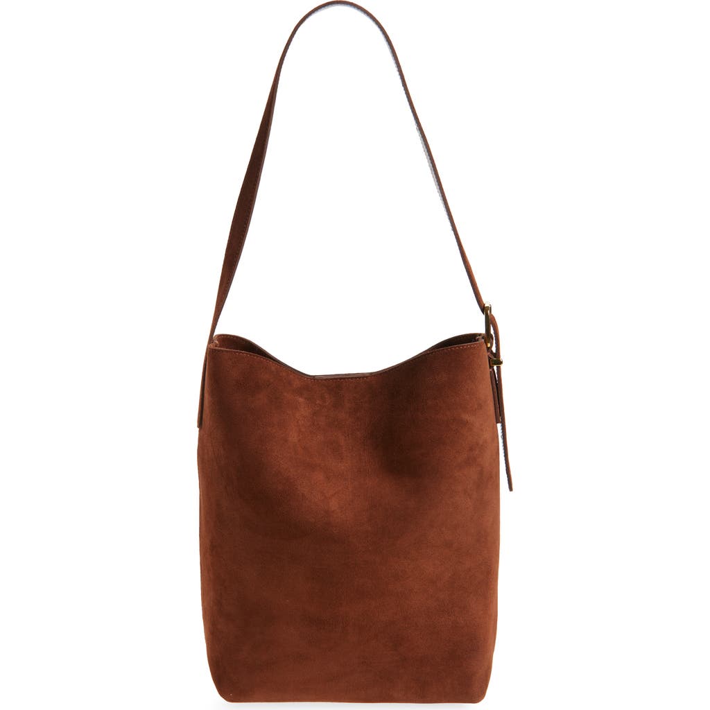 Madewell Essentials Suede Bucket Bag In Brown