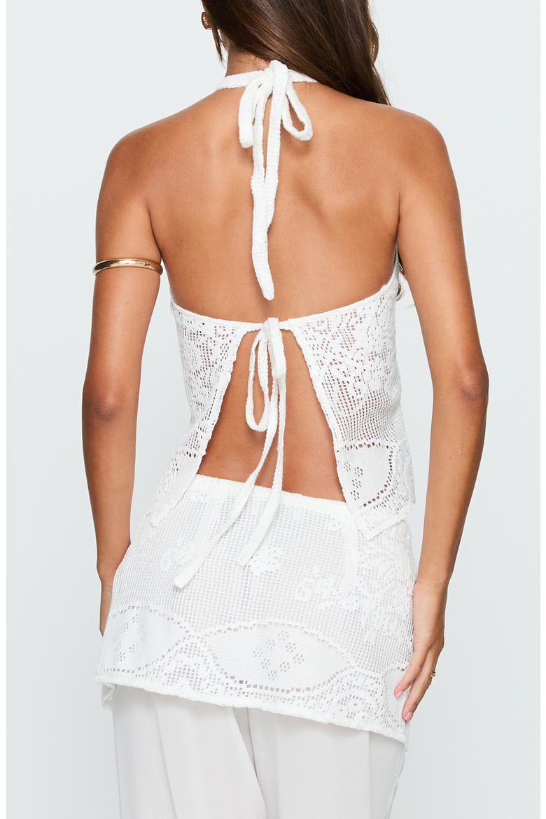 Claudie Sheer Lace Halter Top, Alternate, color, WHITE