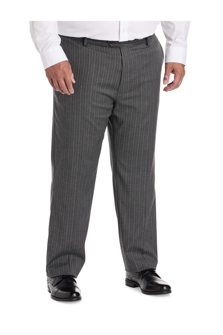 Big & Tall  Waist Relaxer Pinstripe Suit Pants, Main, color, GREY